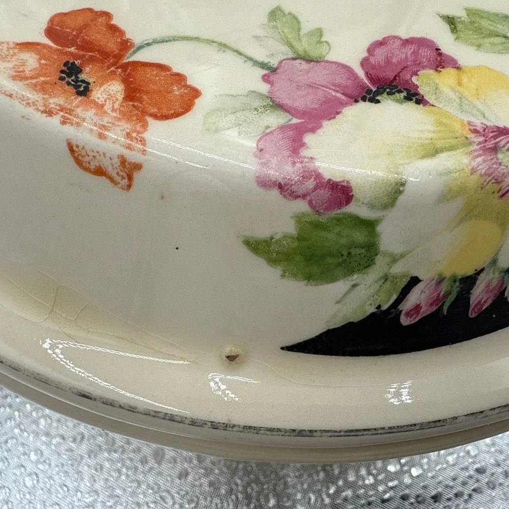 Vtg 1930s Paden City Pottery The Princess casserole Flowers‎ Round Covered  Bowl